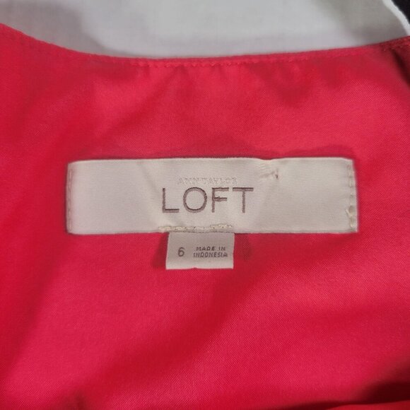 Ann Taylor Loft Coral & Black Sleeveless Dress Size 6 Polyester Blend - Picture 2 of 7